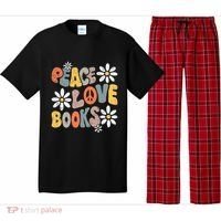 Peace Love Books Groovy Bookworm Book Nerd Reading Teacher Pajama Set thumb 0