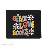 Peace Love Books Groovy Bookworm Book Nerd Reading Teacher Mousepad thumb 0