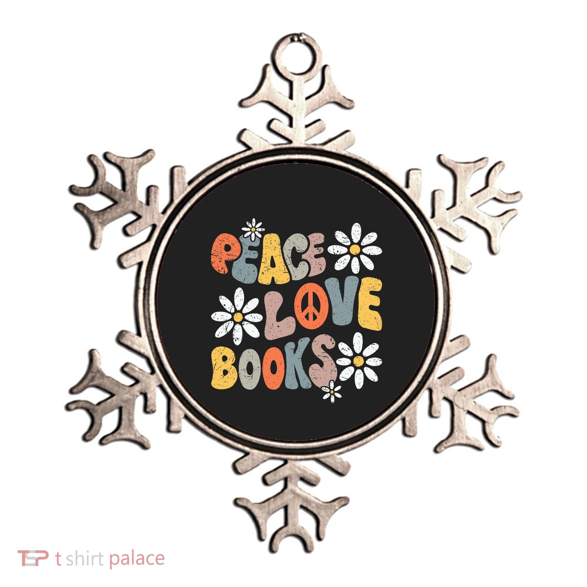 Peace Love Books Groovy Bookworm Book Nerd Reading Teacher Ornament