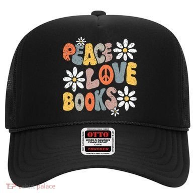 Peace Love Books Groovy Bookworm Book Nerd Reading Teacher Hat