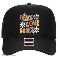 Peace Love Books Groovy Bookworm Book Nerd Reading Teacher Hat thumb 0