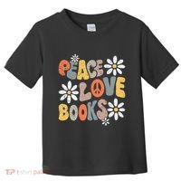 Peace Love Books Groovy Bookworm Book Nerd Reading Teacher Toddler T-Shirt thumb 0