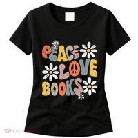 Peace Love Books Groovy Bookworm Book Nerd Reading Teacher Women's T-Shirt thumb 0