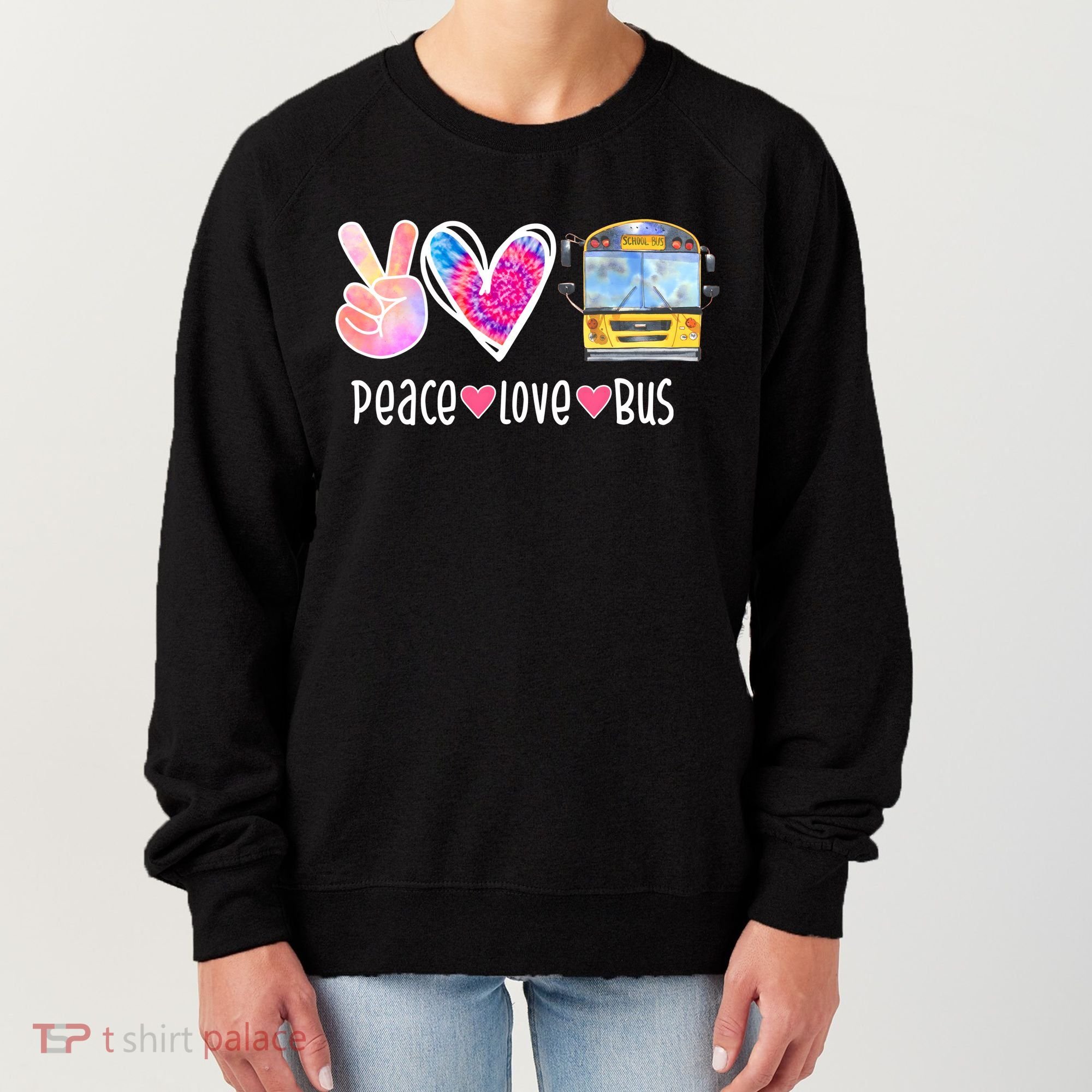 Peace Love Bus Gift For Bus Driver Women's Sweatshirt