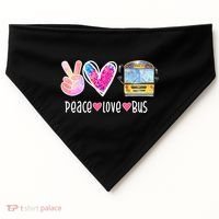Peace Love Bus Gift For Bus Driver USA-Made Doggie Bandana thumb 0