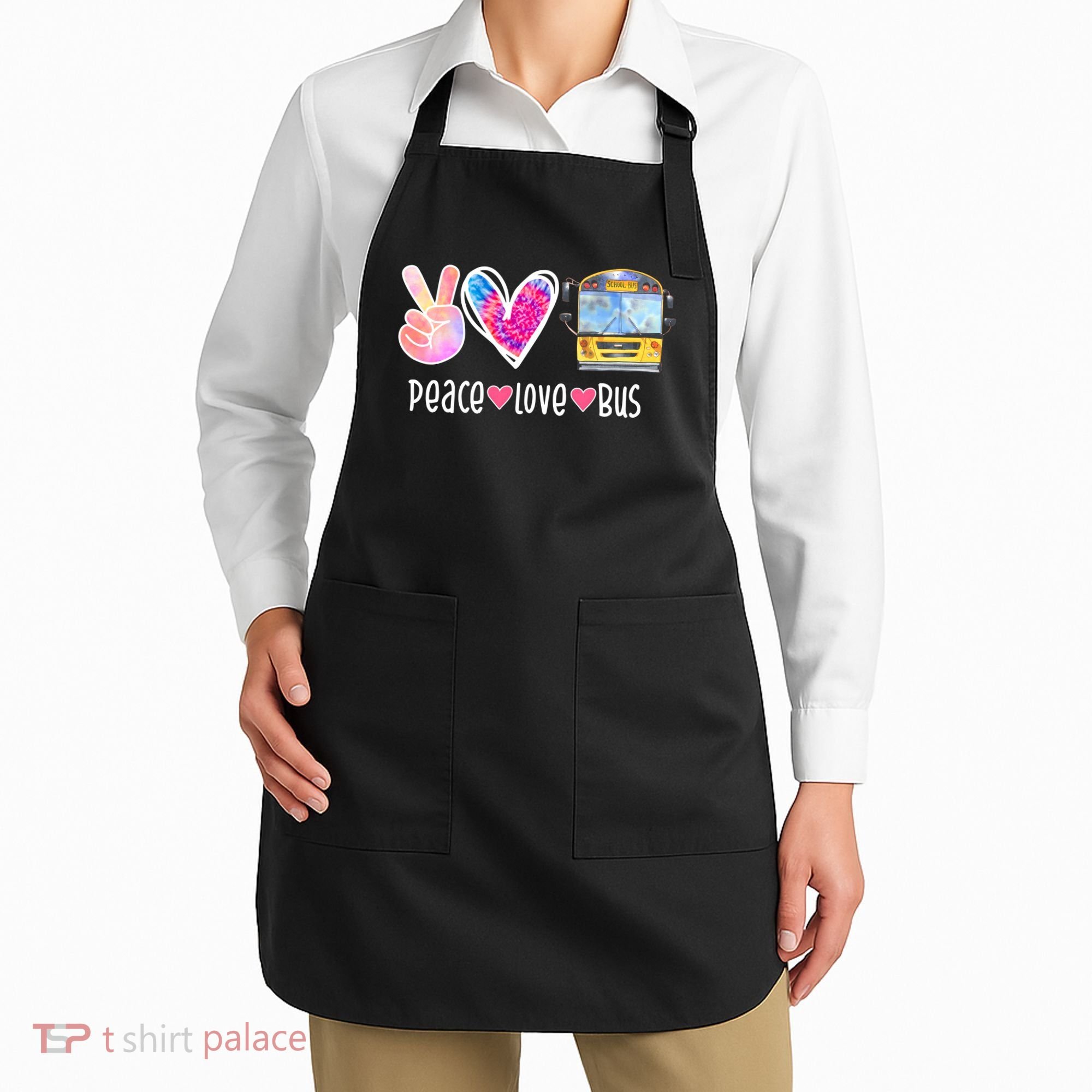 Peace Love Bus Gift For Bus Driver Apron