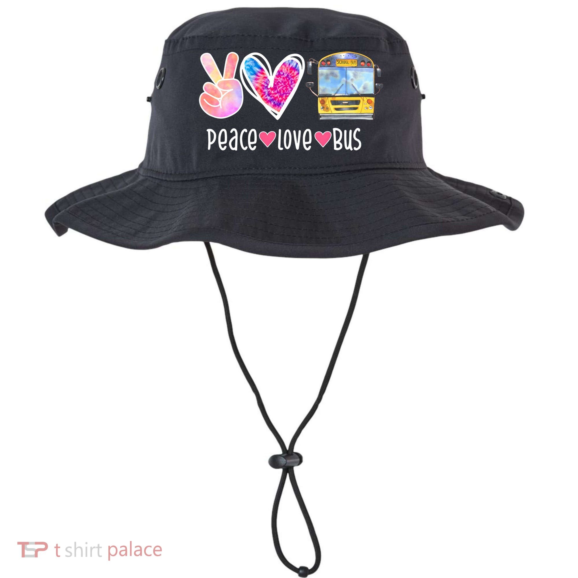 Peace Love Bus Gift For Bus Driver Bucket Hat