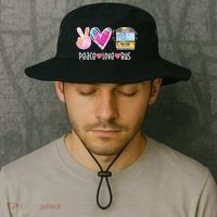 Peace Love Bus Gift For Bus Driver Bucket Hat thumb 2