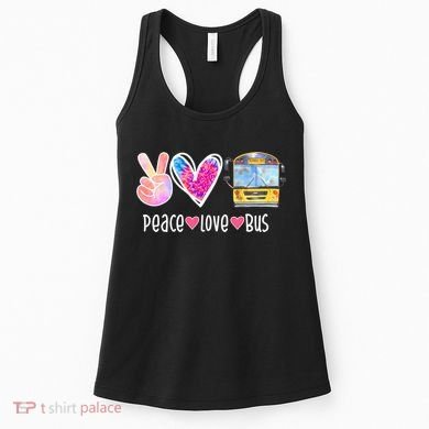 Peace Love Bus Gift For Bus Driver Women's Tank Top