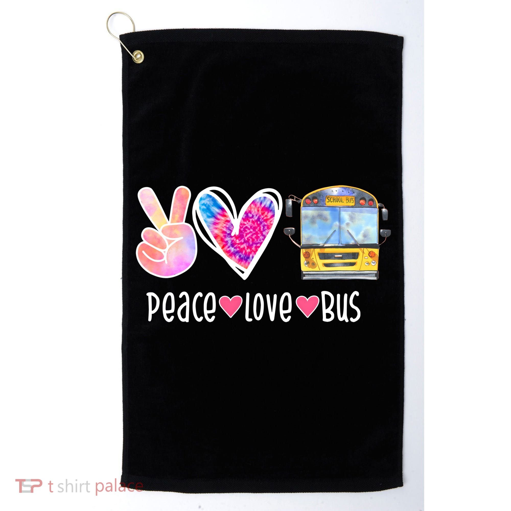 Peace Love Bus Gift For Bus Driver Golf Towel
