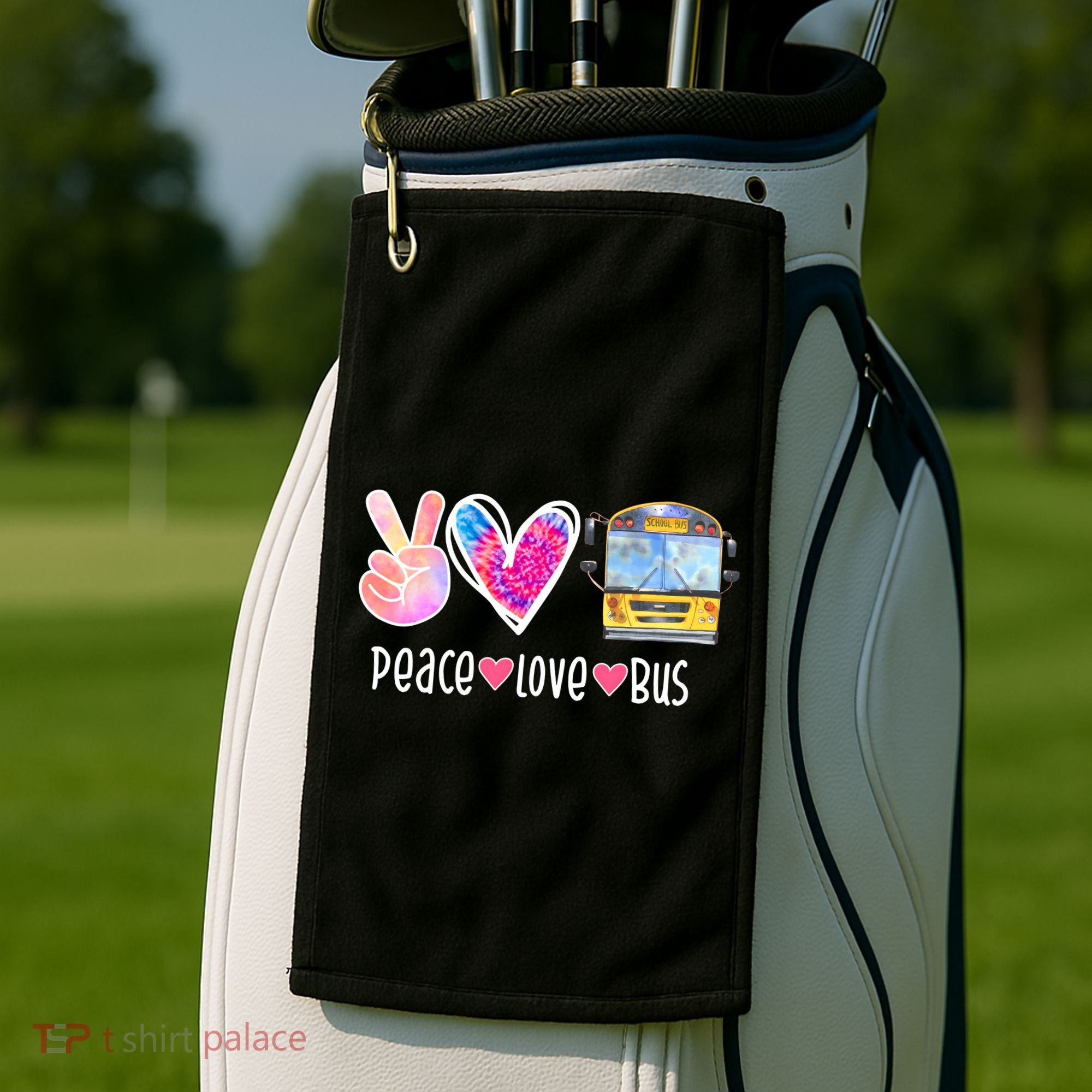 Peace Love Bus Gift For Bus Driver Golf Towel