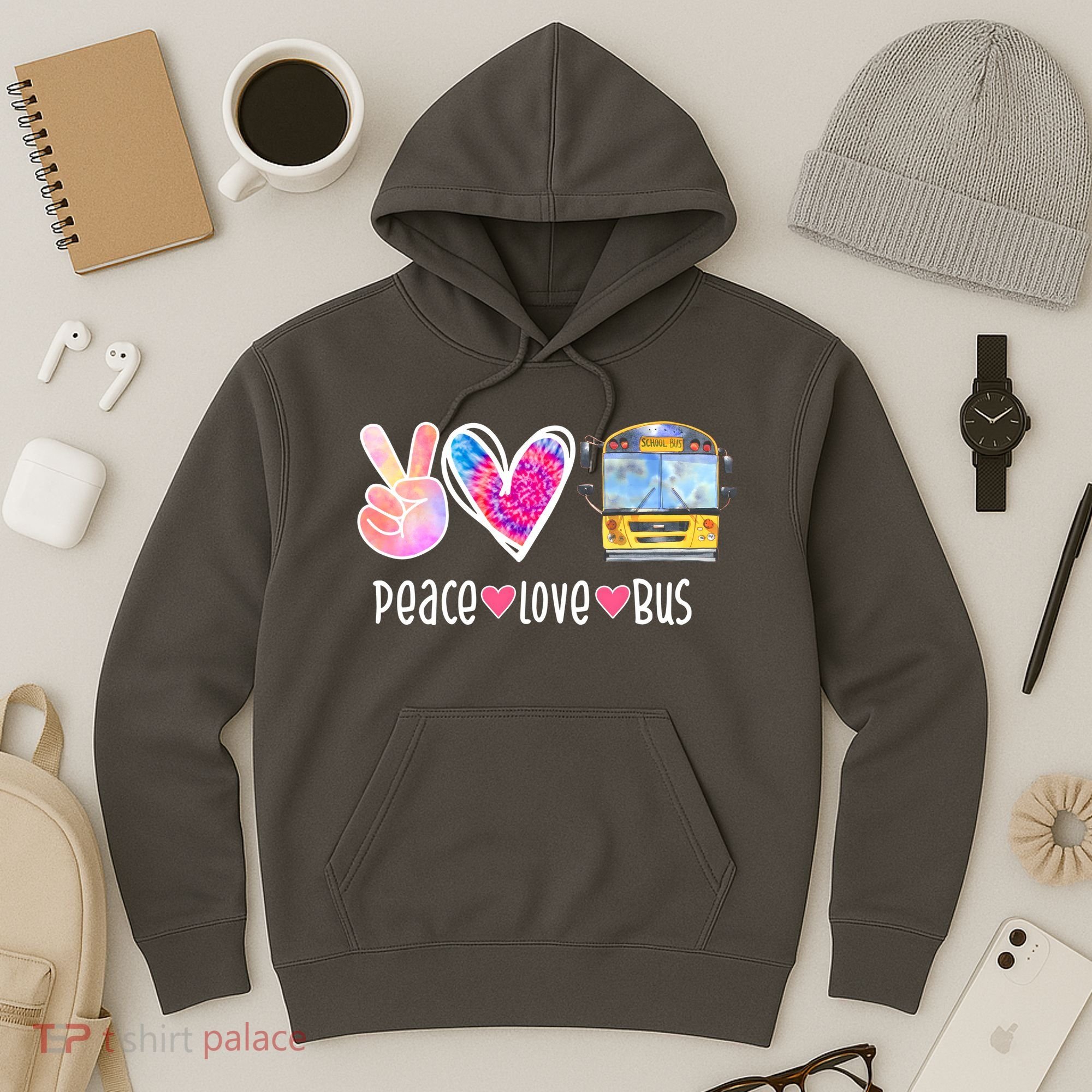 Peace Love Bus Gift For Bus Driver Hoodie
