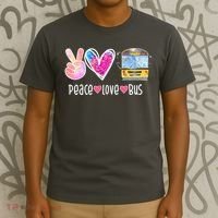 Peace Love Bus Gift For Bus Driver T-Shirt thumb 3