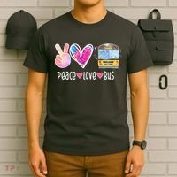 Peace Love Bus Gift For Bus Driver T-Shirt thumb 6