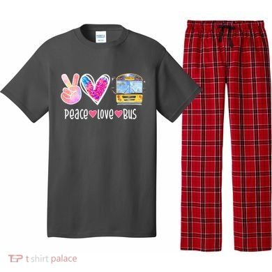 Peace Love Bus Gift For Bus Driver Pajama Set