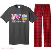 Peace Love Bus Gift For Bus Driver Pajama Set thumb 0