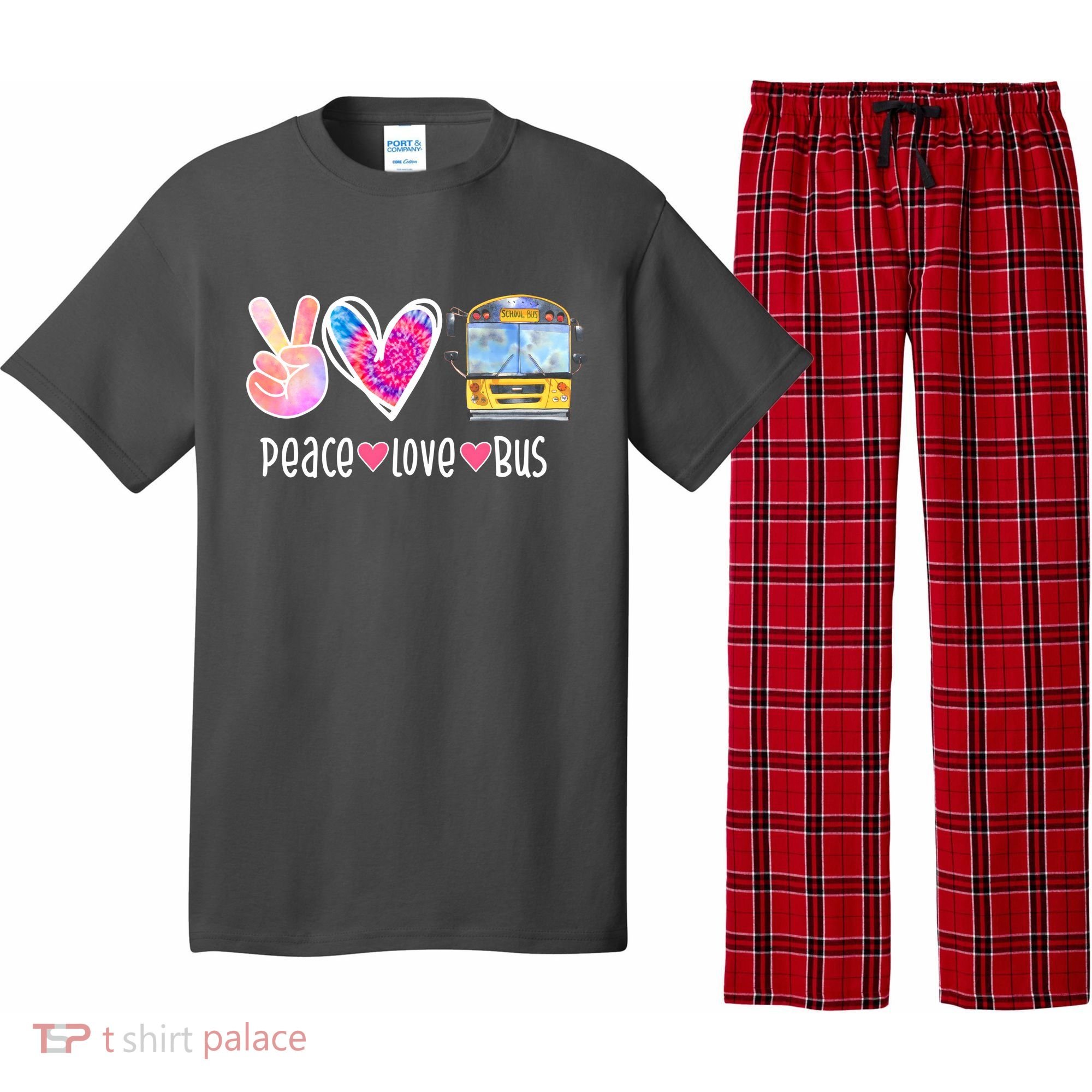 Peace Love Bus Gift For Bus Driver Pajama Set