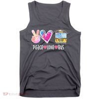 Peace Love Bus Gift For Bus Driver Tank Top thumb 0