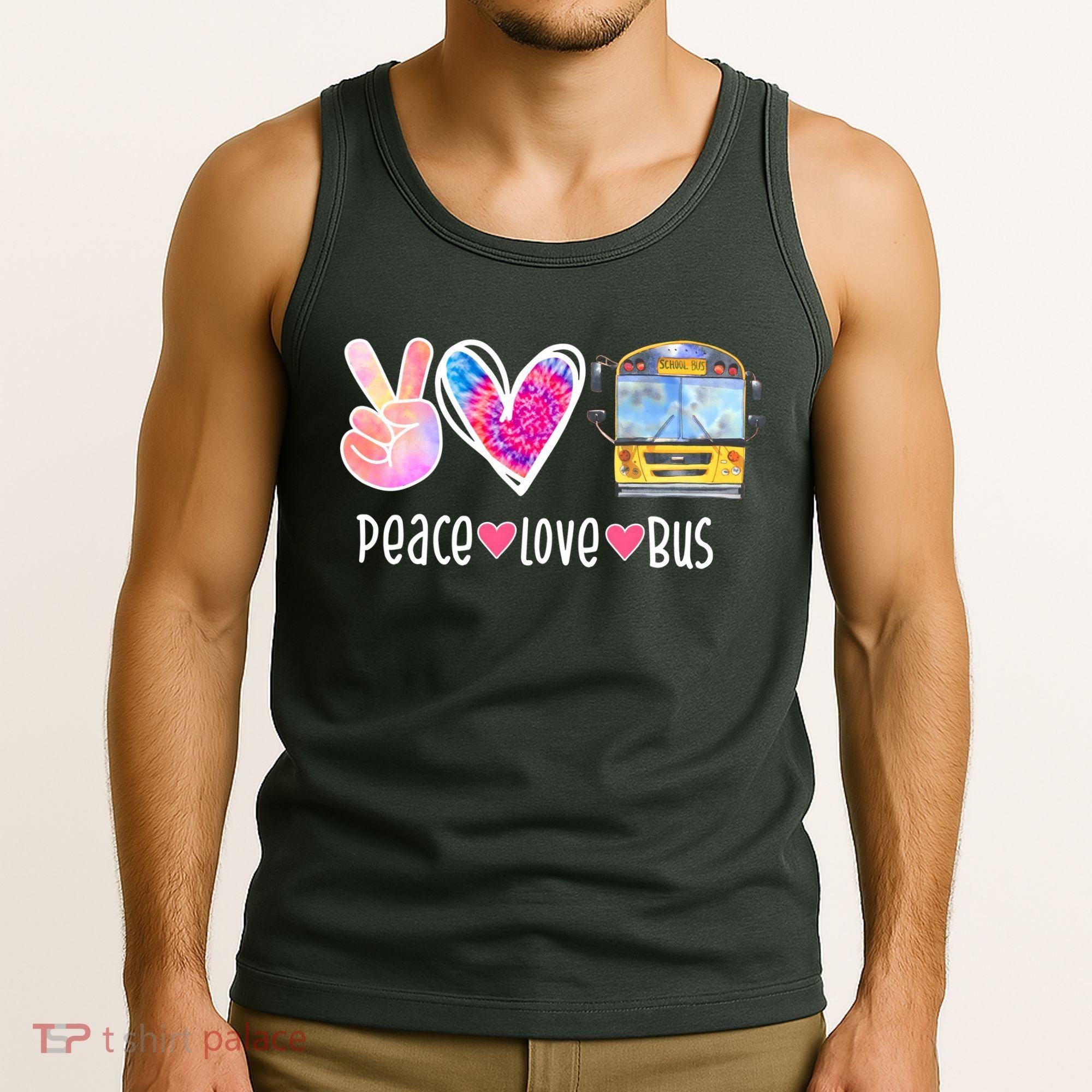 Peace Love Bus Gift For Bus Driver Tank Top
