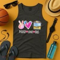 Peace Love Bus Gift For Bus Driver Tank Top thumb 4