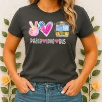 Peace Love Bus Gift For Bus Driver Women's T-Shirt thumb 2