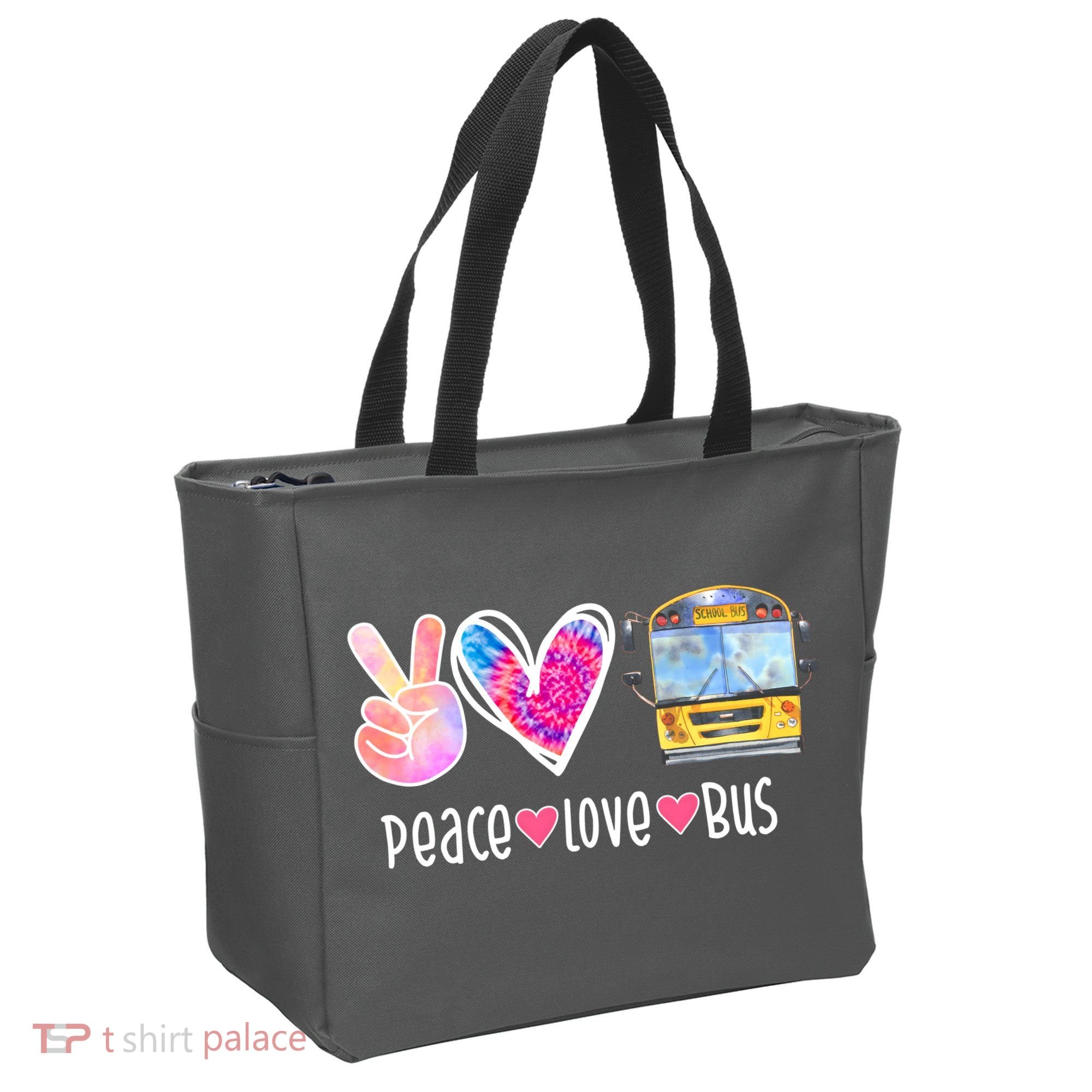 Peace Love Bus Gift For Bus Driver Tote Bag