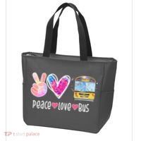 Peace Love Bus Gift For Bus Driver Tote Bag thumb 3
