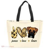 Peace Love Boxer Dog Boxer Dog Lover Gift Tote Bag thumb 0