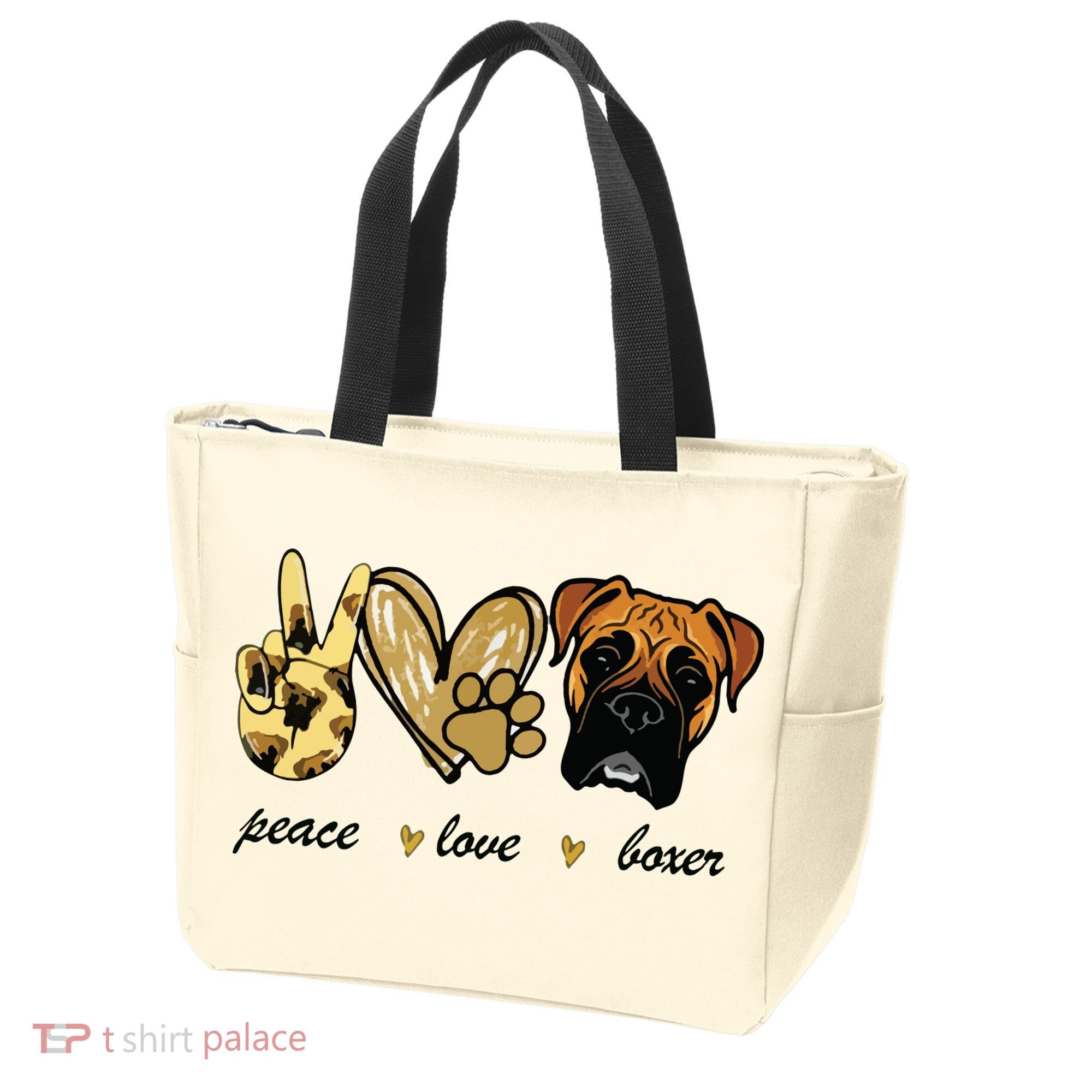 Peace Love Boxer Dog Boxer Dog Lover Gift Tote Bag