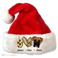 Peace Love Boxer Dog Boxer Dog Lover Gift Santa Hat thumb 0