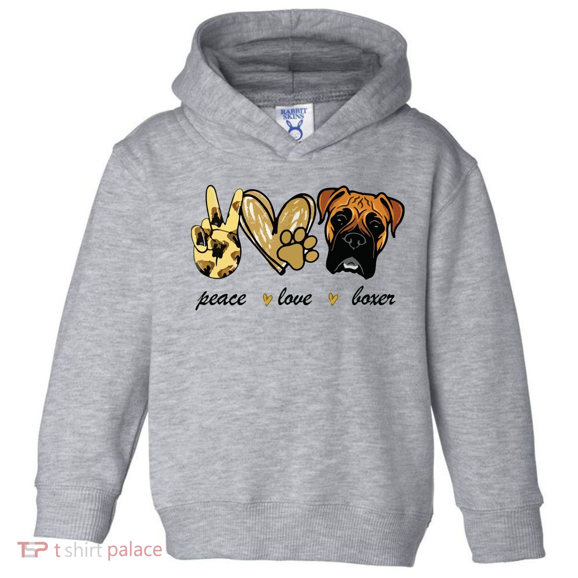 Peace Love Boxer Dog Boxer Dog Lover Gift Toddler Hoodie