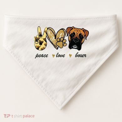 Peace Love Boxer Dog Boxer Dog Lover Gift USA-Made Doggie Bandana