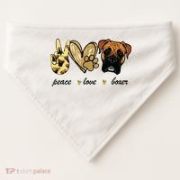 Peace Love Boxer Dog Boxer Dog Lover Gift USA-Made Doggie Bandana thumb 0