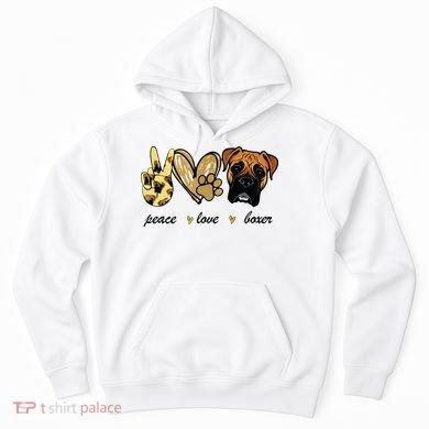 Peace Love Boxer Dog Boxer Dog Lover Gift Hoodie