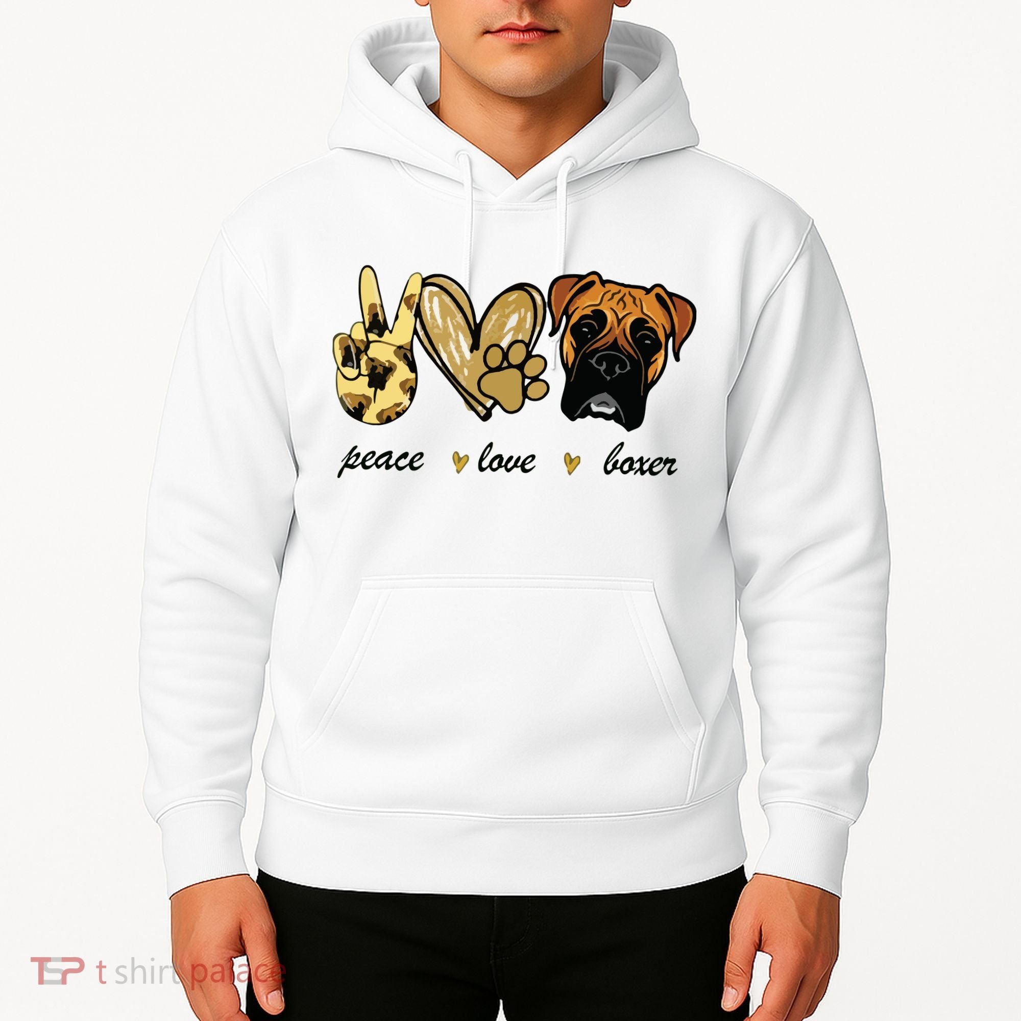 Peace Love Boxer Dog Boxer Dog Lover Gift Hoodie