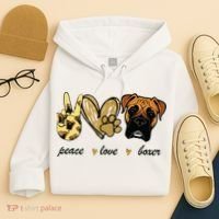 Peace Love Boxer Dog Boxer Dog Lover Gift Hoodie thumb 4