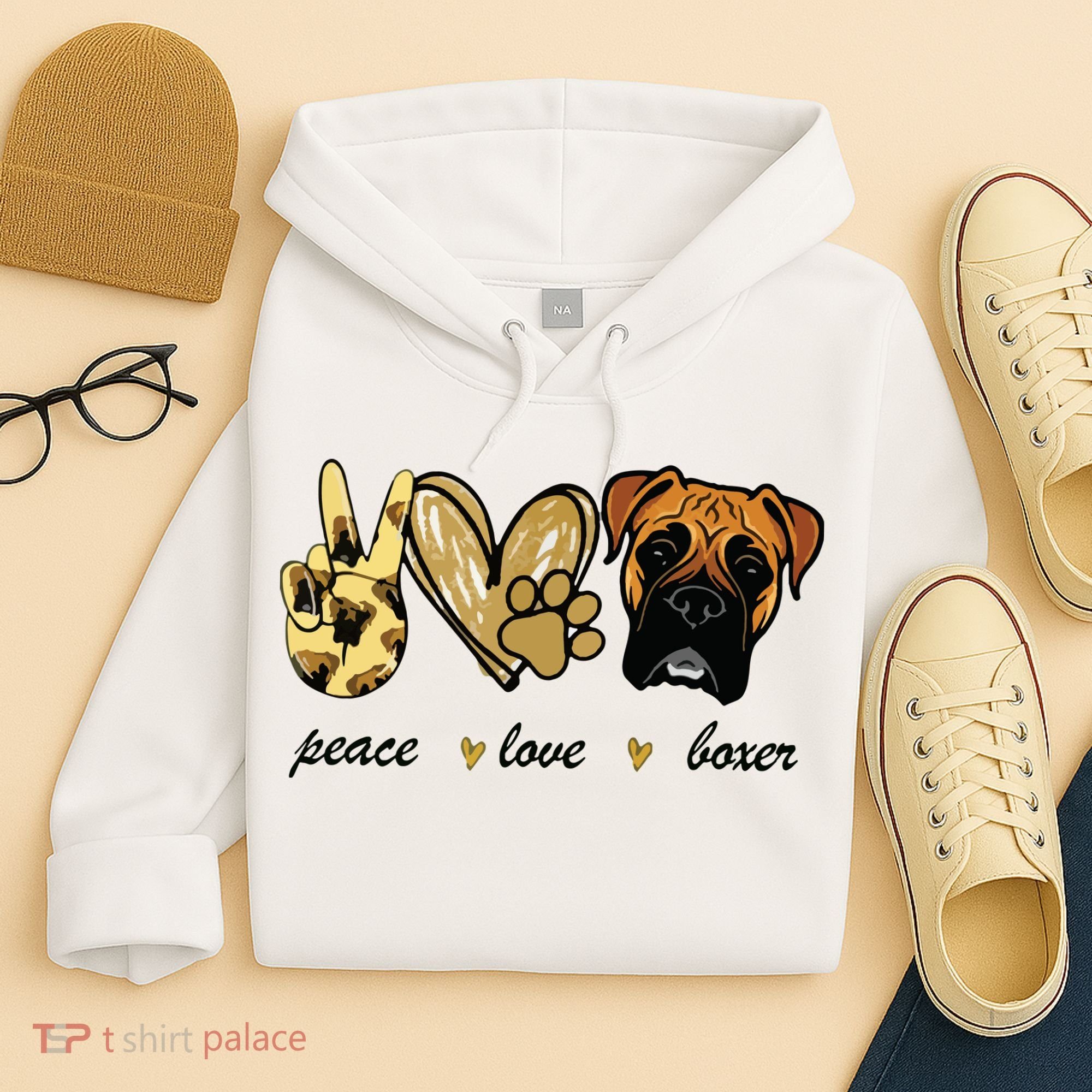 Peace Love Boxer Dog Boxer Dog Lover Gift Hoodie
