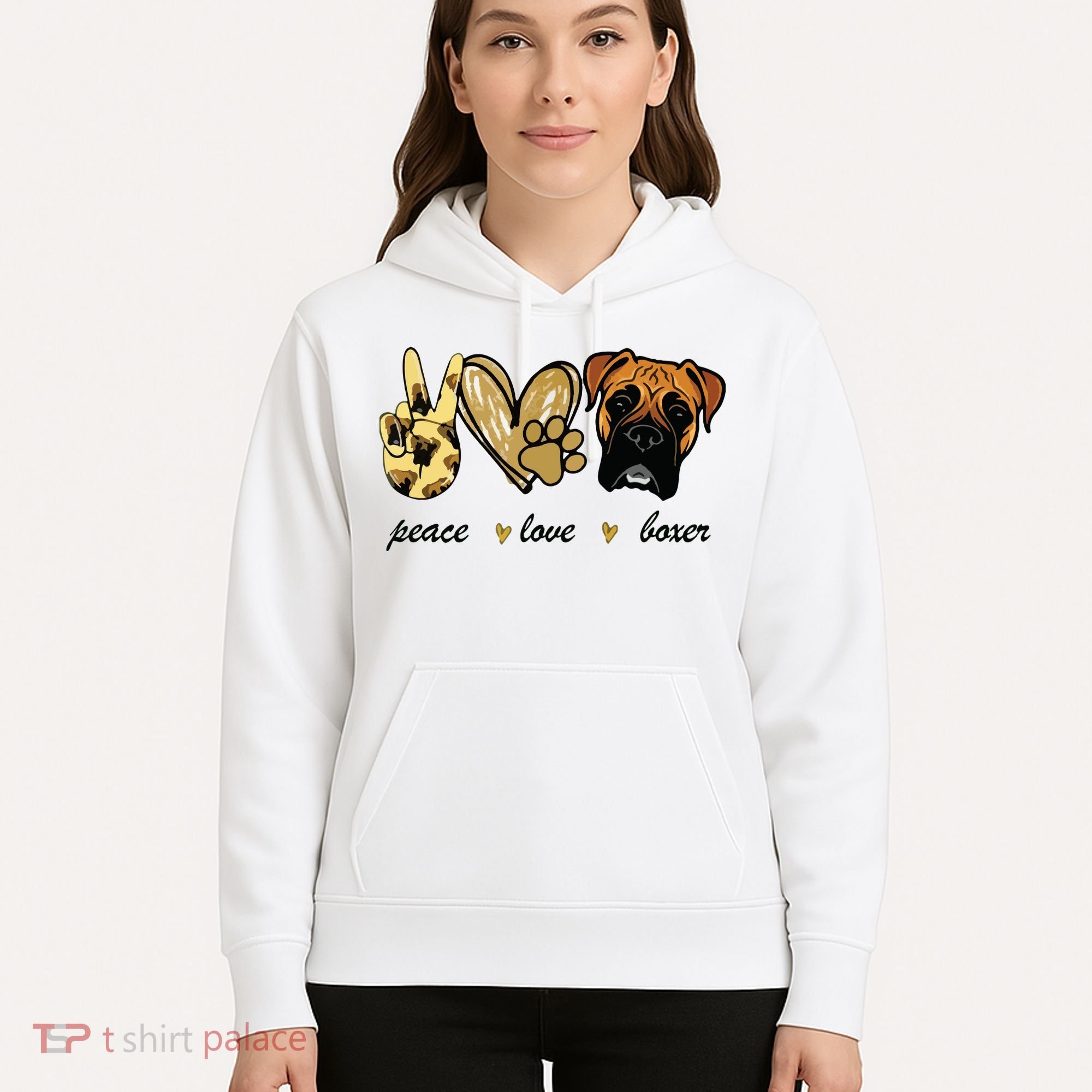 Peace Love Boxer Dog Boxer Dog Lover Gift Hoodie