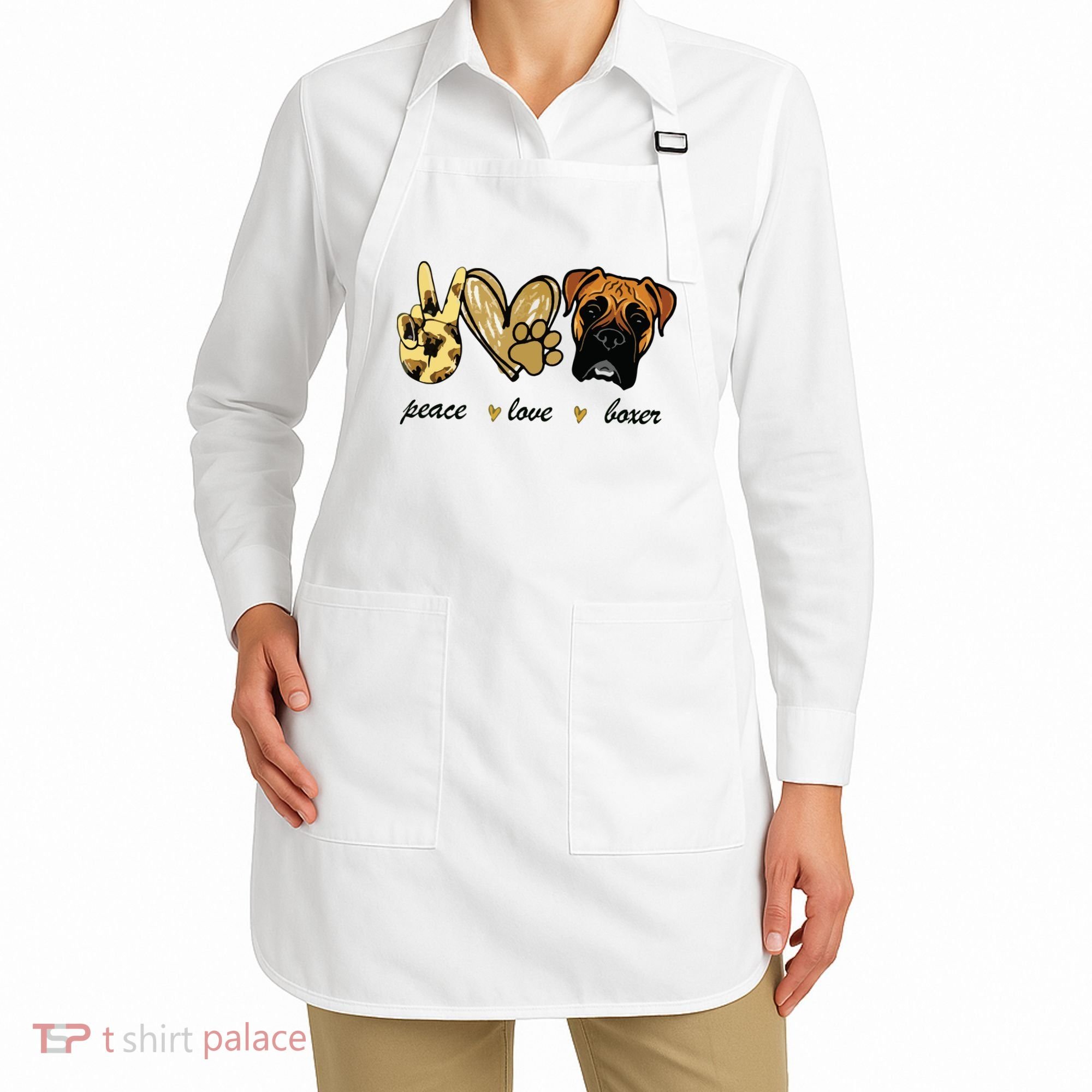 Peace Love Boxer Dog Boxer Dog Lover Gift Apron