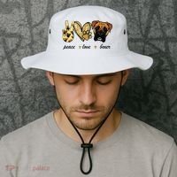 Peace Love Boxer Dog Boxer Dog Lover Gift Bucket Hat thumb 2