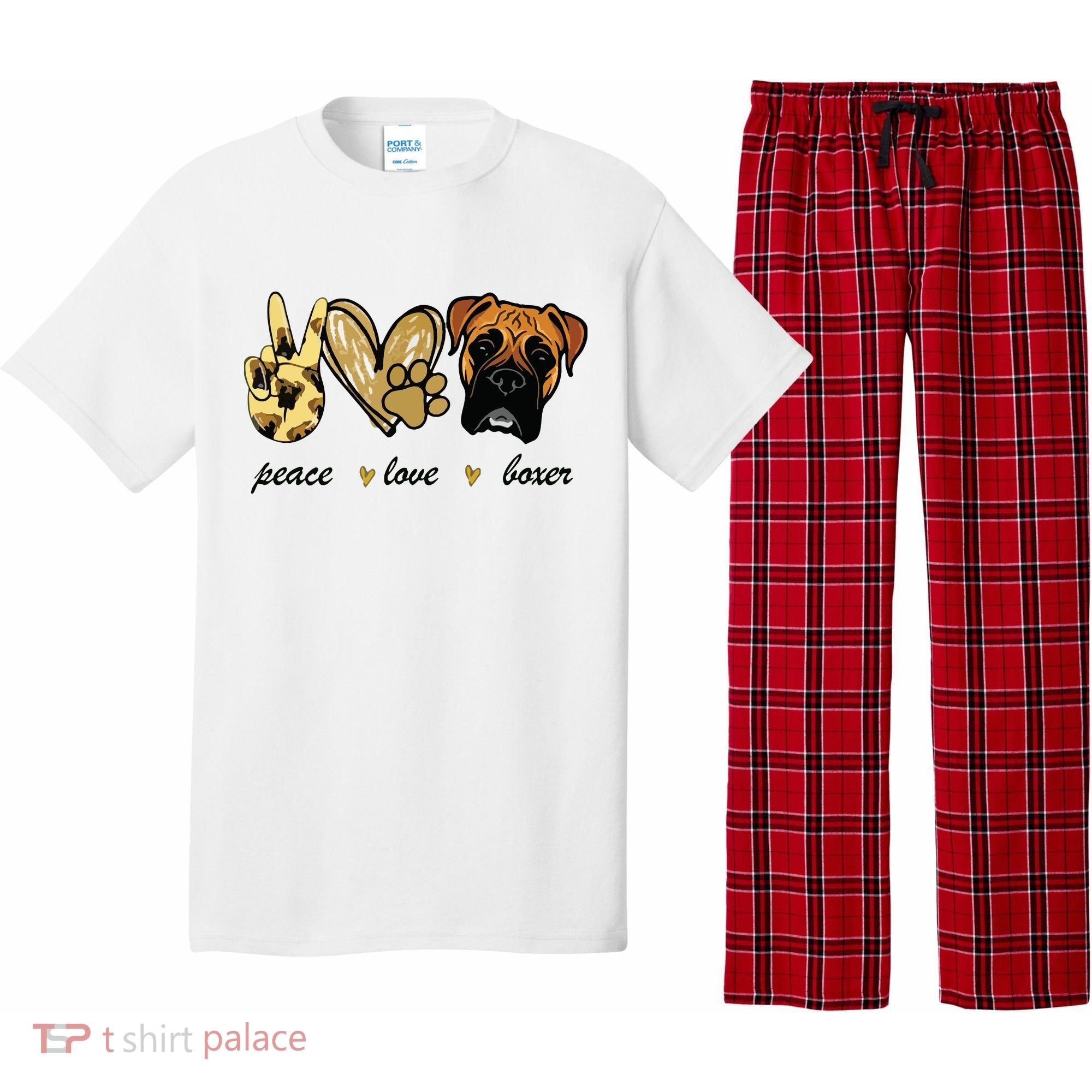 Peace Love Boxer Dog Boxer Dog Lover Gift Pajama Set