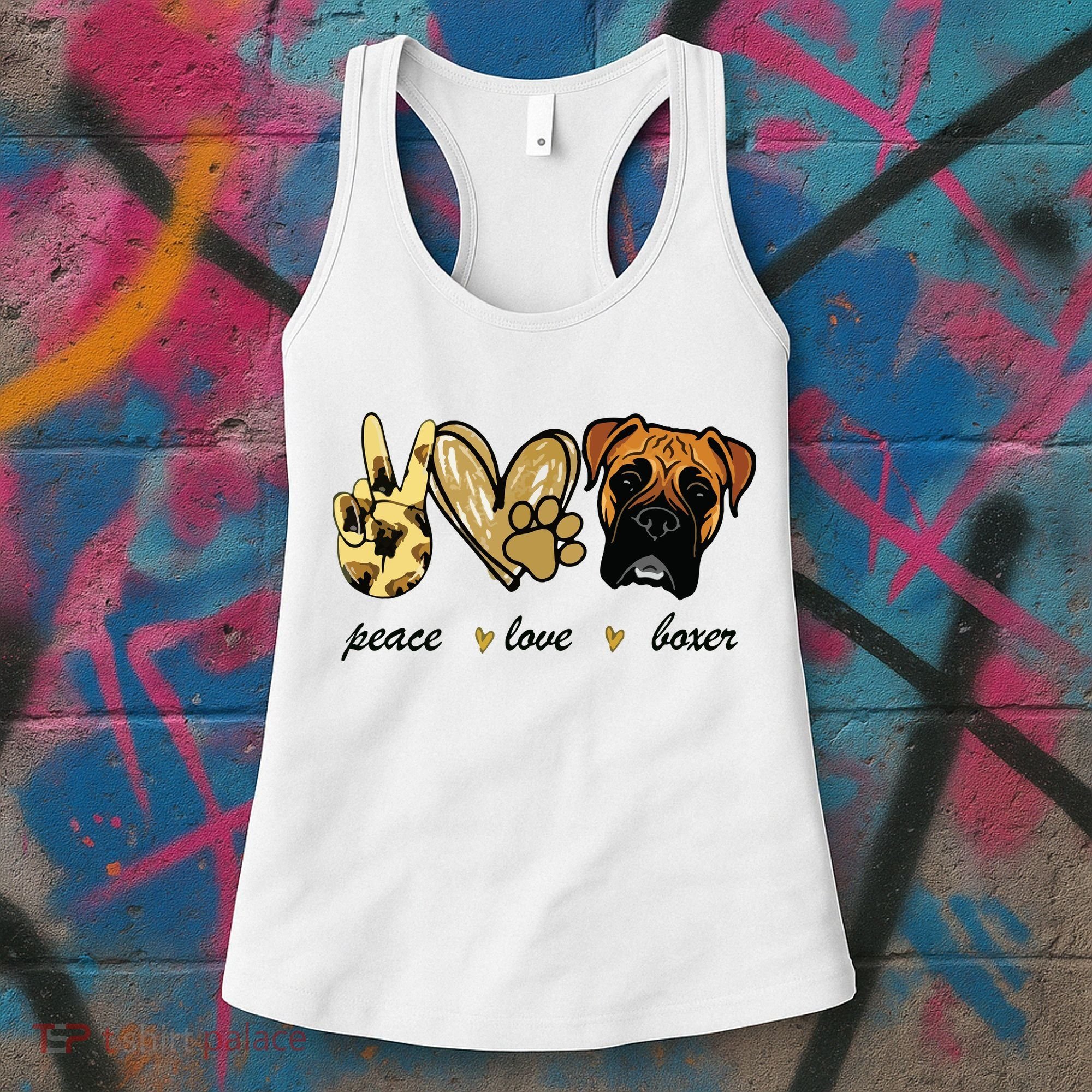 Peace Love Boxer Dog Boxer Dog Lover Gift Women's Tank Top