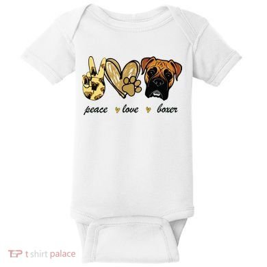 Peace Love Boxer Dog Boxer Dog Lover Gift Baby Bodysuit