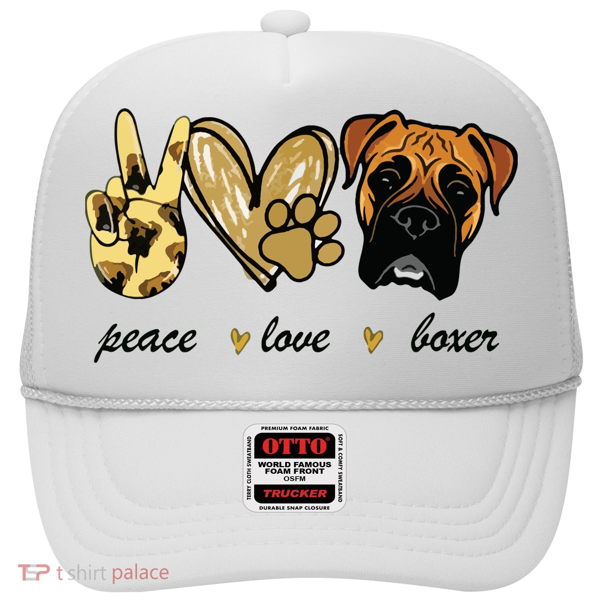 Peace Love Boxer Dog Boxer Dog Lover Gift Hat