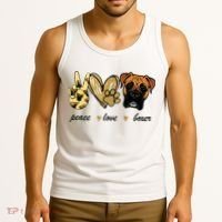 Peace Love Boxer Dog Boxer Dog Lover Gift Tank Top thumb 3