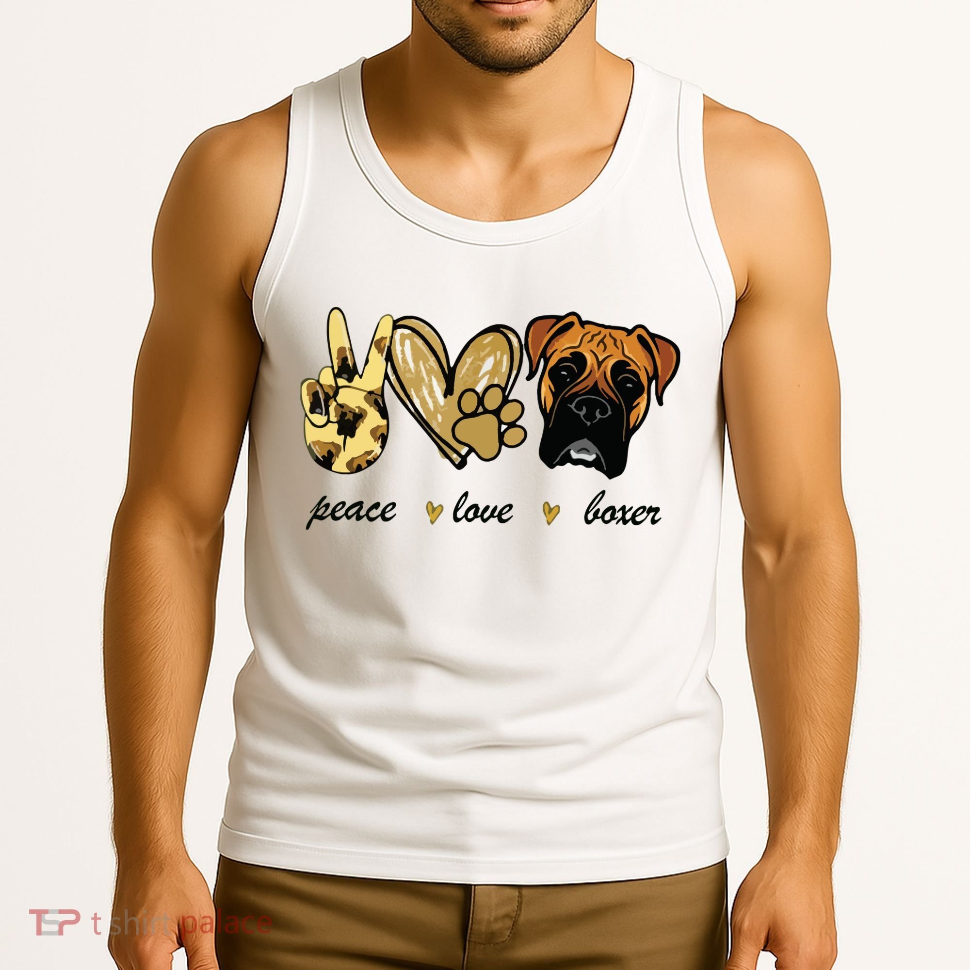Peace Love Boxer Dog Boxer Dog Lover Gift Tank Top