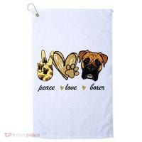 Peace Love Boxer Dog Boxer Dog Lover Gift Golf Towel thumb 0