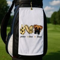 Peace Love Boxer Dog Boxer Dog Lover Gift Golf Towel thumb 2