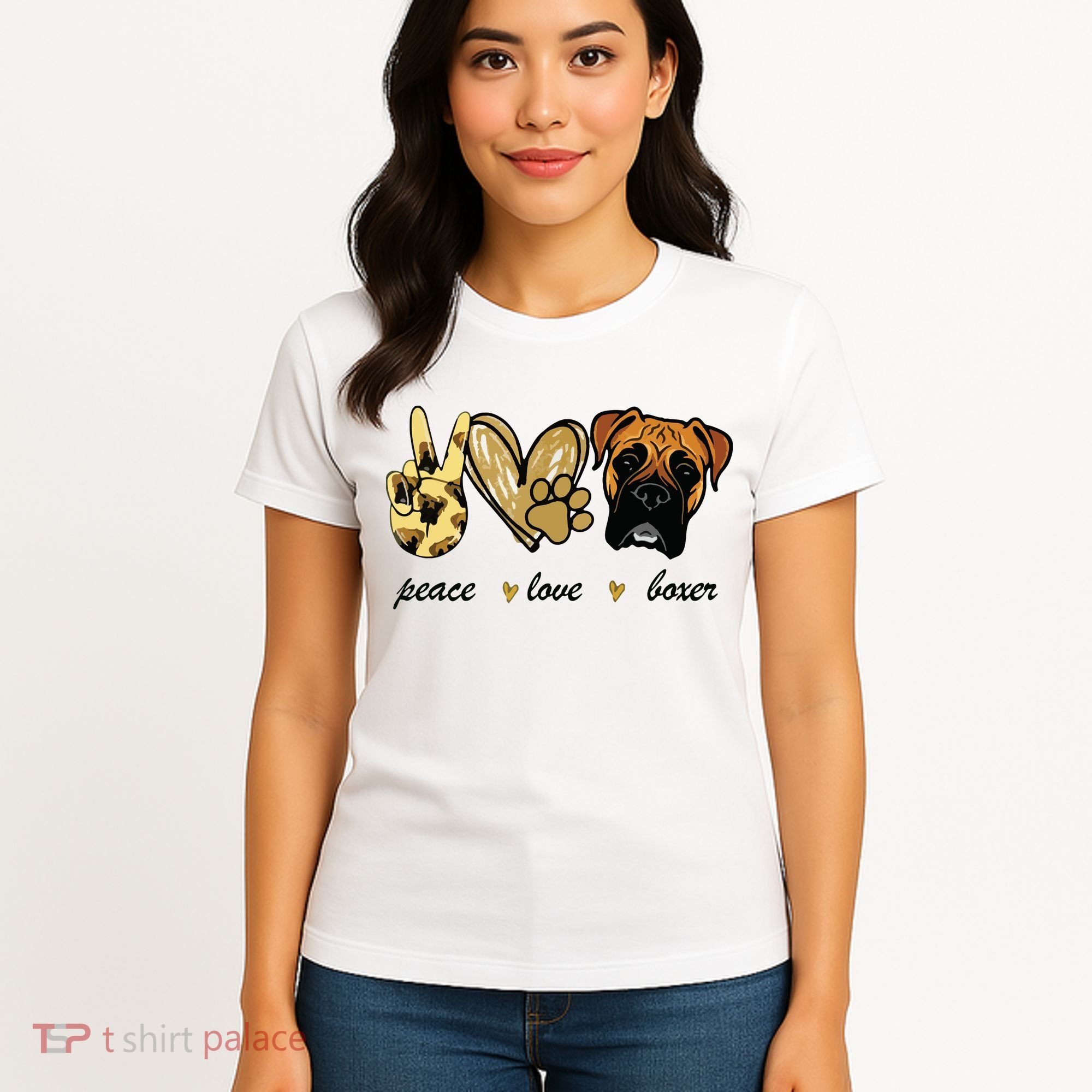 Peace Love Boxer Dog Boxer Dog Lover Gift Women's T-Shirt