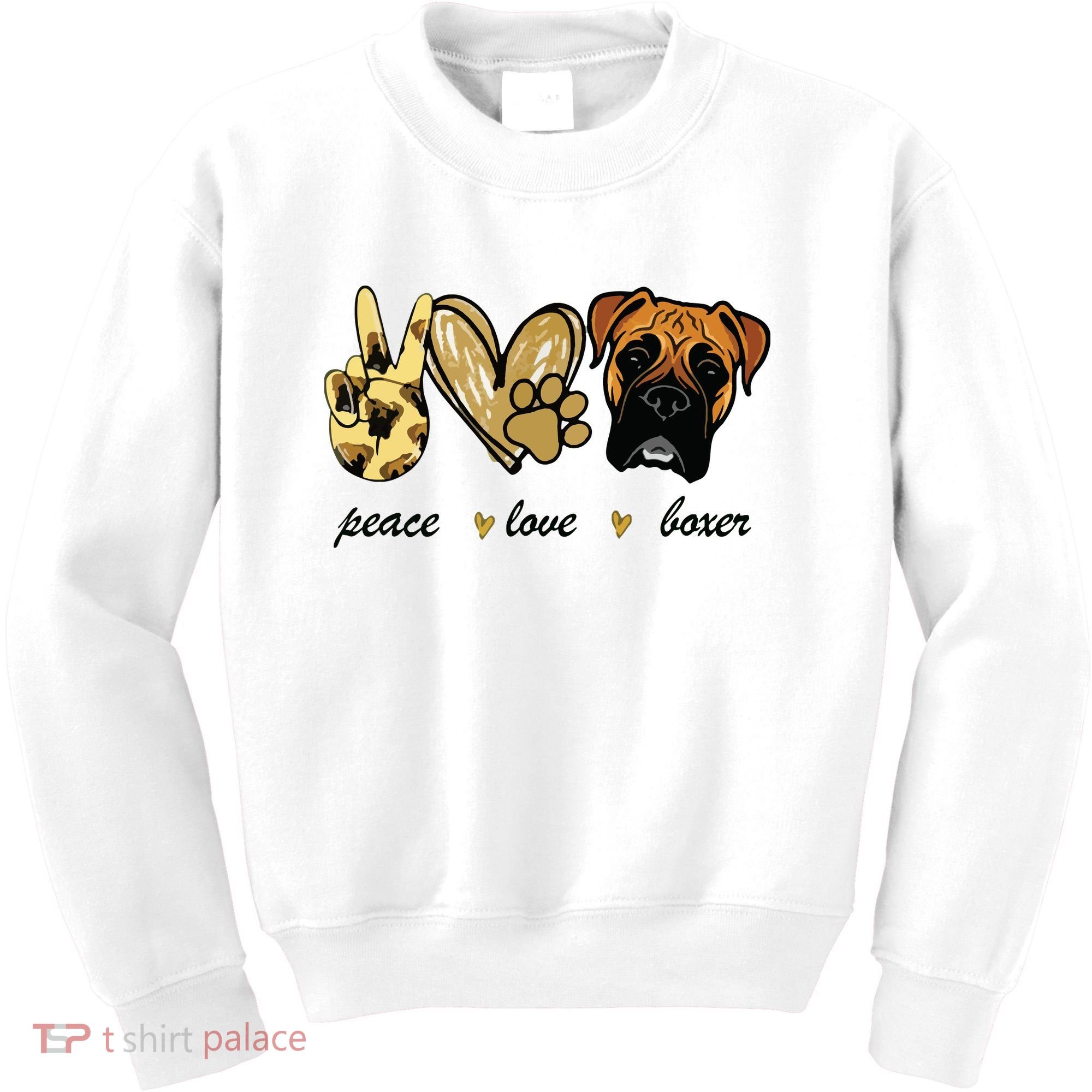 Peace Love Boxer Dog Boxer Dog Lover Gift Kids Sweatshirt